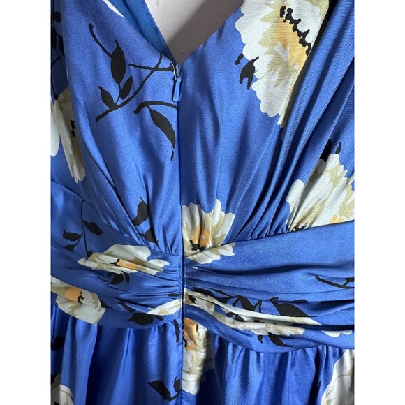 Luzi Chin Maggy Boutique Blue Floral Cottagecore Sundress V Neck Fit Flare Petit - Picture 6 of 8